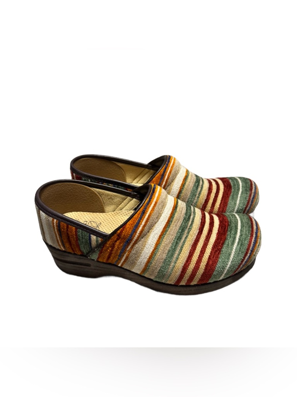 Dansko Vegan Professional Clogs Women's 38 Casual Striped Artisan Weave Comfort - Picture 2 of 5